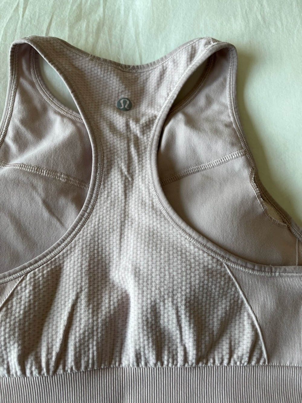 Athleta Red Joggers with Lululemon Gray and Light Pink Sports Bras - Picture 3 of 4